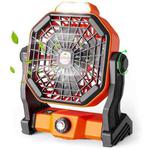 X20 Portable Outdoor Camping USB Charging Stepless Speed Regulation Fan with LED Light(Orange)