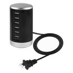 XLD4 30W 6-USB Ports Charger Station Power Adapter AC100-240V, US Plug(Black)