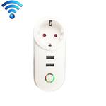 SA-002 2 USB Ports + 1 EU Socket WiFi Smart Power Plug Socket, Compatible with Alexa and Google Home, AC 110V-230V, EU Plug