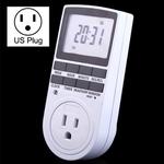 AC 120V Smart Home Plug-in Programmable LCD Display Clock Summer Time Function 12/24 Hours Changeable Timer Switch Socket, US Plug