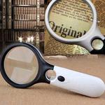 [US Warehouse] Reading Visual Magnifier with 3 LED Light, Mini Portable 3-45X Handheld (Black)