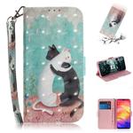 3D Coloured Drawing Horizontal Flip Leather Case with Holder & Card Slots & Wallet For Galaxy S10(Black White Cat )