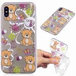 For iPhone X / XS Painted TPU Protective Case(Brown Bear Pattern)