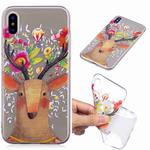 For iPhone XS Max Painted TPU Protective Case(Flower Deer)