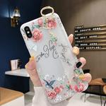 Flowers Pattern Wrist Strap Soft TPU Protective Case For iPhone SE 2020 & 8 & 7(Flowers wrist strap model C)