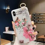 For iPhone XS Max Flowers Pattern Wrist Strap Soft TPU Protective Case(Flowers Wrist strap model D)