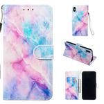 For iPhone XS Max Leather Protective Case(Blue Pink Marble)