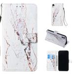 For iPhone XR Leather Protective Case(White Marble)