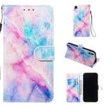 For iPhone XR Leather Protective Case(Blue Pink Marble)
