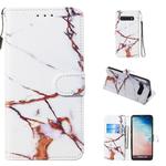 Leather Protective Case For Galaxy S10(White Gold Marble)