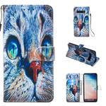 Leather Protective Case For Galaxy S10(Blue Cat)