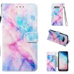 Leather Protective Case For Galaxy S10e(Blue Pink Marble)