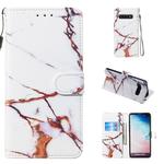 Leather Protective Case For Galaxy S10 Plus(White Gold Marble)