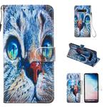 Leather Protective Case For Galaxy S10 Plus(Blue Cat)