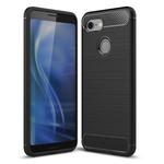 Brushed Texture Carbon Fiber Shockproof TPU Case for Google Pixel 3(Black)