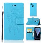 Wind Chime Owl Embossing Pattern Horizontal Flip Leather Case for Google Pixel 3, with Holder & Card Slots & Wallet (Blue)