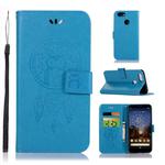 Wind Chime Owl Embossing Pattern Horizontal Flip Leather Case for Google Pixel 3a, with Holder & Card Slots & Wallet (Blue)