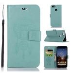 Wind Chime Owl Embossing Pattern Horizontal Flip Leather Case for Google Pixel 3a XL, with Holder & Card Slots & Wallet(Green)