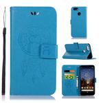 Wind Chime Owl Embossing Pattern Horizontal Flip Leather Case for Google Pixel 3a XL, with Holder & Card Slots & Wallet(Blue)