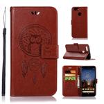 Wind Chime Owl Embossing Pattern Horizontal Flip Leather Case for Google Pixel 3a XL, with Holder & Card Slots & Wallet(Brown)