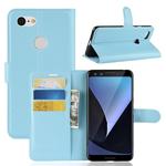 Litchi Texture Horizontal Flip Leather Case for Google Pixel 3, with Wallet & Holder & Card Slots (Blue)