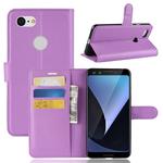 Litchi Texture Horizontal Flip Leather Case for Google Pixel 3, with Wallet & Holder & Card Slots (Purple)