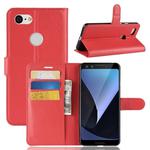 Litchi Texture Horizontal Flip Leather Case for Google Pixel 3, with Wallet & Holder & Card Slots (Red)