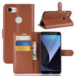 Litchi Texture Horizontal Flip Leather Case for Google Pixel 3, with Wallet & Holder & Card Slots (Brown)
