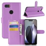 Litchi Texture Horizontal Flip Leather Case for Google Pixel 3 XL, with Wallet & Holder & Card Slots (Purple)