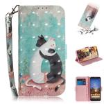 3D Painting Black White Cat Pattern Coloured Drawing Horizontal Flip Leather Case for Google Pixel 3a XL, with Holder & Card Slots & Wallet