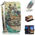 3D Painting Zoo Pattern Coloured Drawing Horizontal Flip Leather Case for Google Pixel 3a, with Holder & Card Slots & Wallet