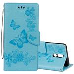 For Huawei  Mate 10 Lite Vintage Embossed Floral Butterfly Pattern Horizontal Flip Leather Case with Card Slot & Holder & Wallet & Lanyard (Blue)