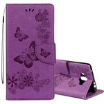 For Huawei  Mate 10 Vintage Embossed Floral Butterfly Pattern Horizontal Flip Leather Case with Card Slot & Holder & Wallet & Lanyard (Purple)