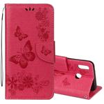 For Huawei  P20 Lite Vintage Embossed Floral Butterfly Pattern Horizontal Flip Leather Case with Card Slot & Holder & Wallet & Lanyard (Red)