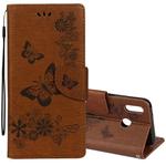 For Huawei  P20 Lite Vintage Embossed Floral Butterfly Pattern Horizontal Flip Leather Case with Card Slot & Holder & Wallet & Lanyard (Brown)