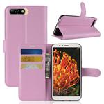 For Huawei Y6 2018 Litchi Texture Horizontal Flip Leather Case with Holder & Card Slots & Wallet(Pink)