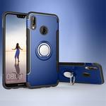 For Huawei P20 Lite Magnetic 360 Degree Rotation Ring Armor Protective Case Back Cover Case(Blue)