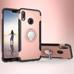 For Huawei P20 Lite Magnetic 360 Degree Rotation Ring Armor Protective Case Back Cover Case(Rose Gold)