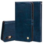 For Huawei P20 Lite Business Style Oil Wax Texture Horizontal Flip Leather Case with Holder & Card Slots & Wallet(Blue)