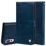 For Huawei P20 Pro Business Style Oil Wax Texture Horizontal Flip Leather Case with Holder & Card Slots & Wallet(Blue)