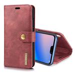 Crazy Horse Texture Flip Detachable Magnetic Leather Case for Huawei P20 Lite, with Holder & Card Slots & Wallet(Red)