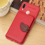 Leaf Style Magnetic Leather Case for Huawei P20 Lite / Nova 3e, with Holder & Card Slots & Wallet & Photo Frame(Red)