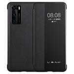 For Huawei P40 PU Leather Horizontal Flip Case, with Smart View Window & Sleep / Wake-up Function (Black)