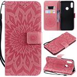 Sun Embossing Pattern Horizontal Flip Leather Case for Huawei Honor Play 8A / Y6 (2019), with Card Slot & Holder & Wallet & Lanyard (Pink)