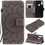 Sun Embossing Pattern Horizontal Flip Leather Case for Huawei Honor Play 8A / Y6 (2019), with Card Slot & Holder & Wallet & Lanyard (Grey)