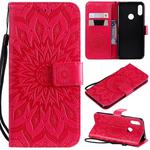 Sun Embossing Pattern Horizontal Flip Leather Case for Huawei Honor Play 8A / Y6 (2019), with Card Slot & Holder & Wallet & Lanyard (Red)