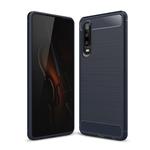 Brushed Texture Carbon Fiber Shockproof TPU Case for Huawei P30 (Navy Blue)