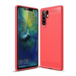 Brushed Texture Carbon Fiber Shockproof TPU Case for Huawei P30 Pro (Red)