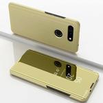 Electroplating Mirror Horizontal Flip Leather Case for Huawei View 20, with Holder(Gold)