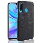 Shockproof Crocodile Texture PC + PU Case for Huawei P Smart+ (2019)(Black)